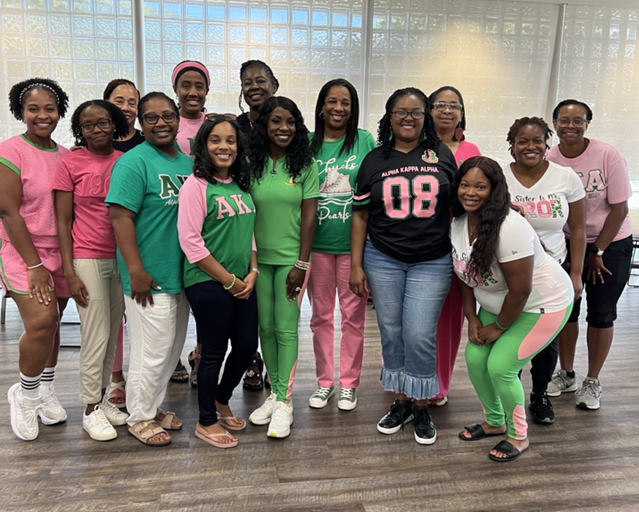 Smiling women in casual, color-coordinated attire