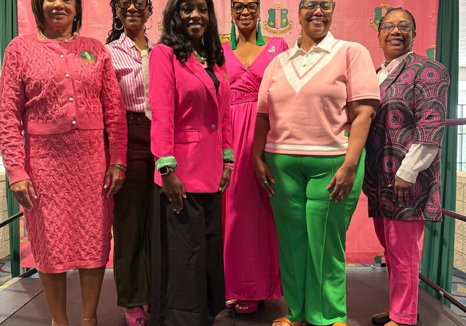 Smiling women in coordinated fashion